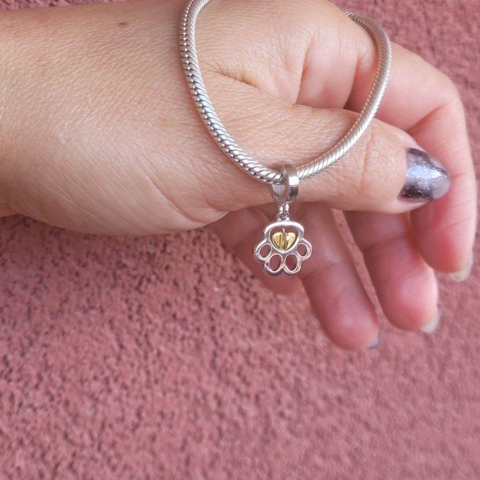 CHARM PENDANT BICOLORE COUSSINET ET PETIT COEUR