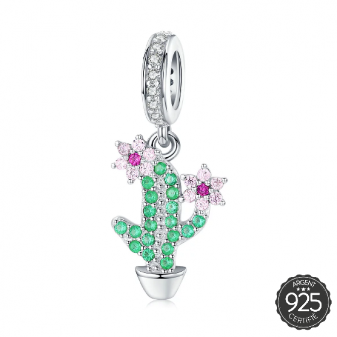 CHARM PENDANT CACTUS ET FLEURS